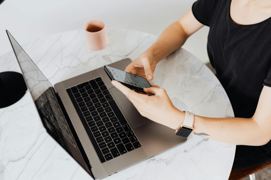 real estate agent following up with connections and interacting on social media online and on the phone