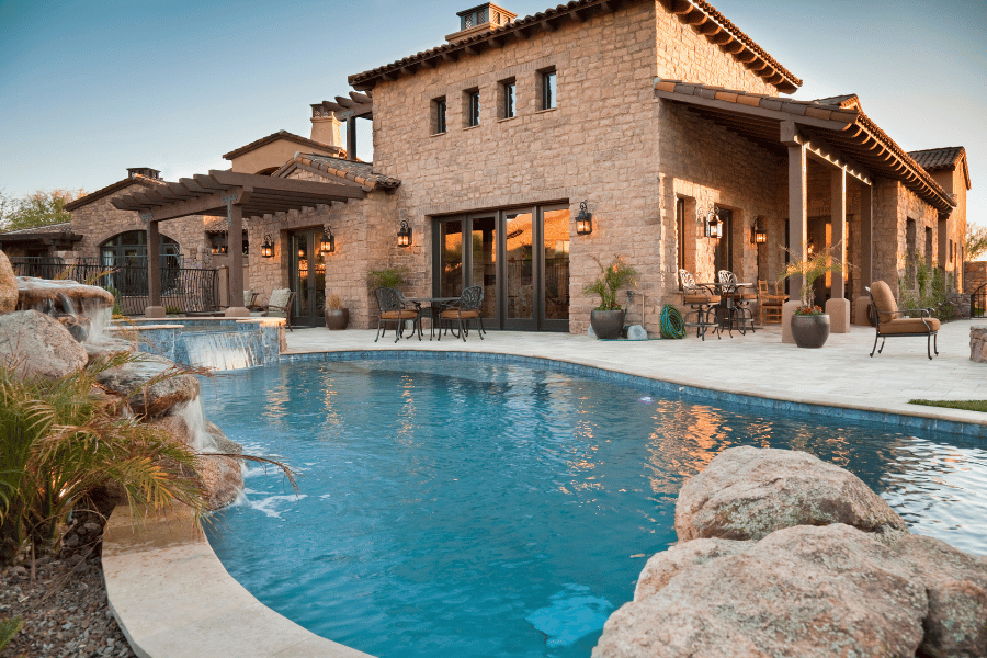 luxury home with swimming pool in the backyard