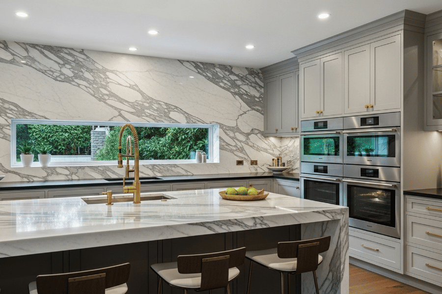 luxury kitchen with smart appliances and granite countertop