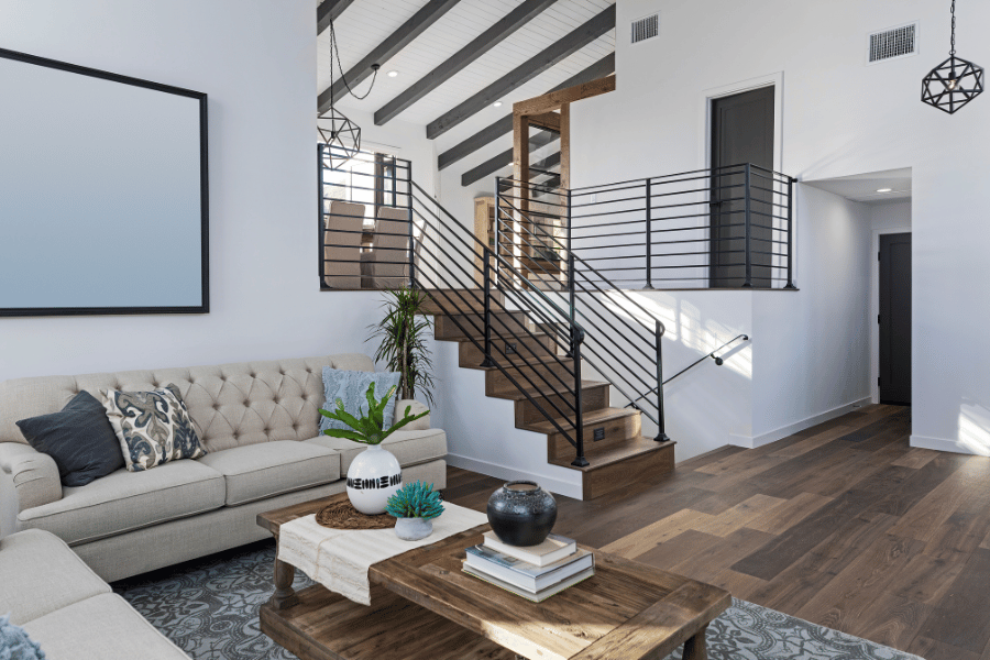 beautiful decorated living room during property tour