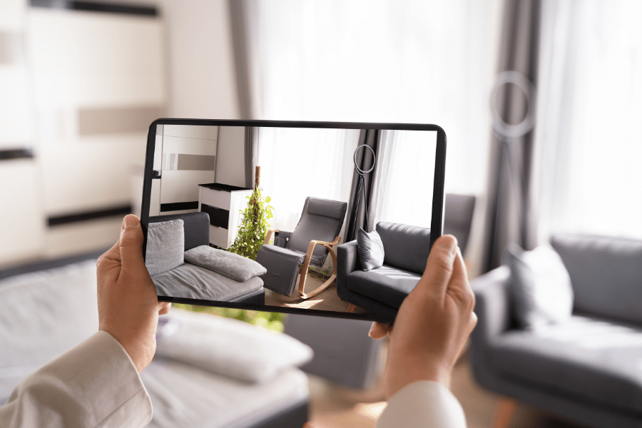 real estate agent conducting a virtual tour throughout a property