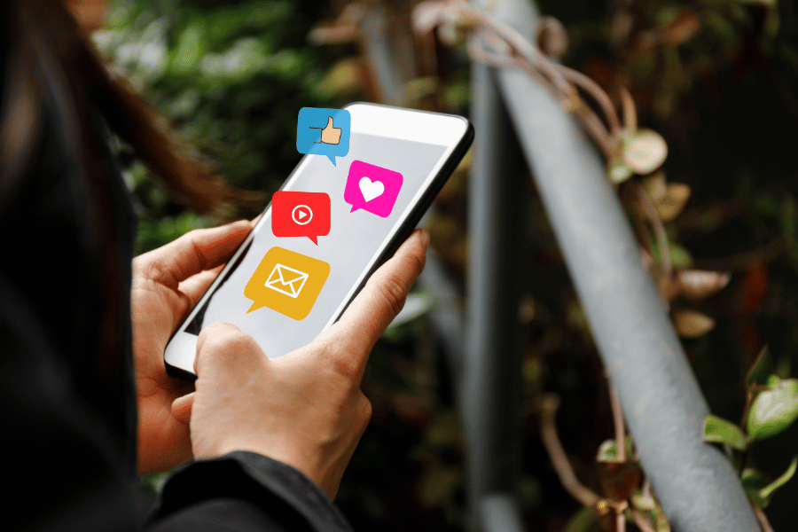 real estate agent on phone and social media